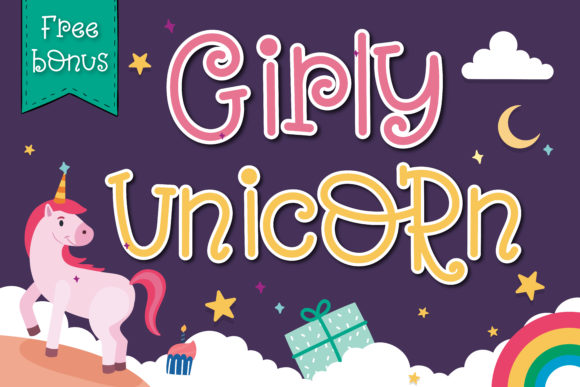 Girly Unicorn Font: Sweet, Sparkly Display Type for Handmade Goods